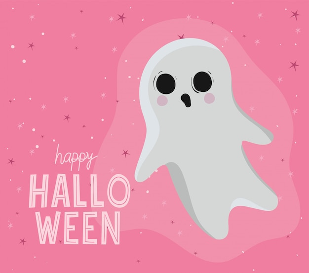 Halloween ghost cartoon design, Holiday and scary theme