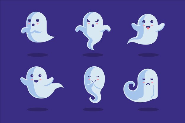 Halloween ghost collection flat design