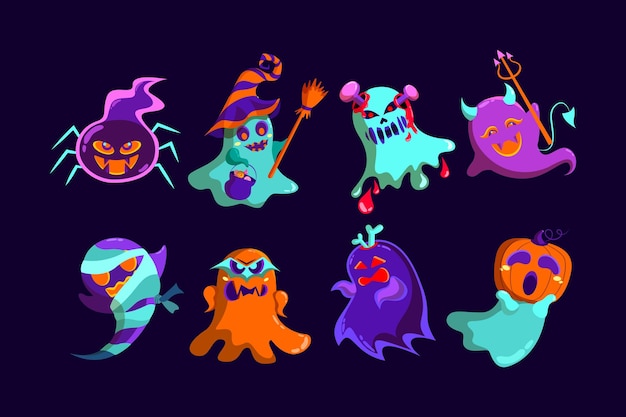 Halloween Ghost Collection Vector Illustration