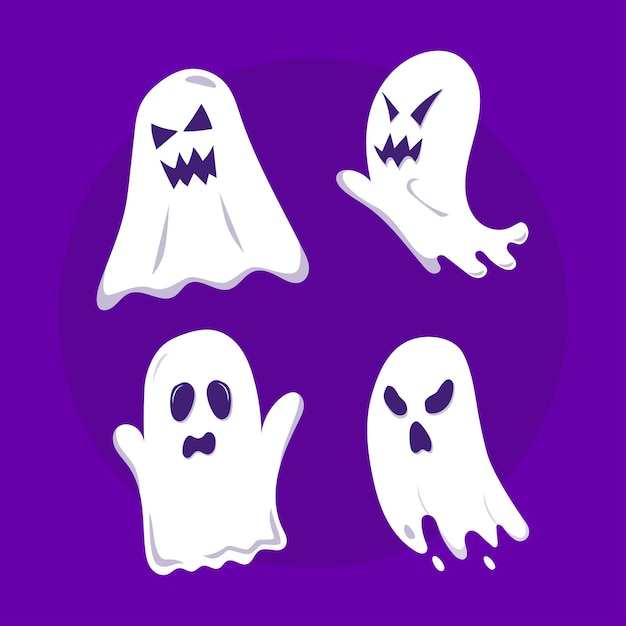 Halloween ghost flat design collection