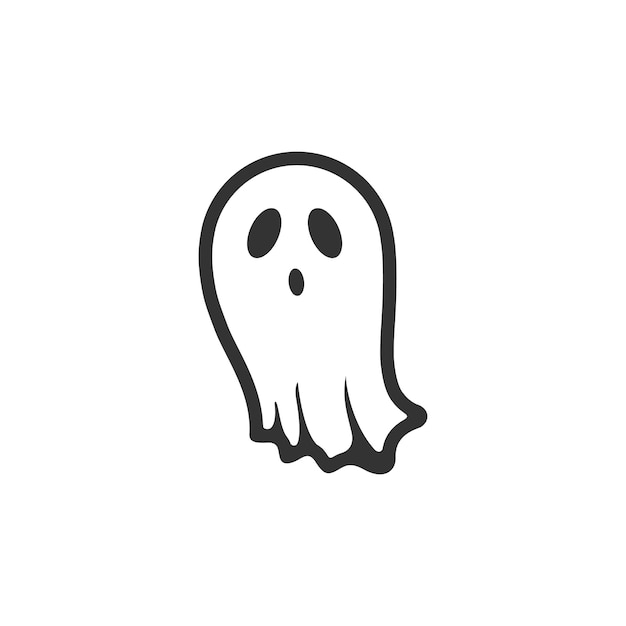 Vector halloween ghost icon in black and white