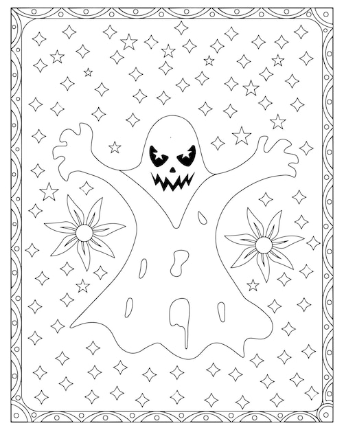 Halloween Ghost Kleurplaat Voor Kinderen Premium Vector