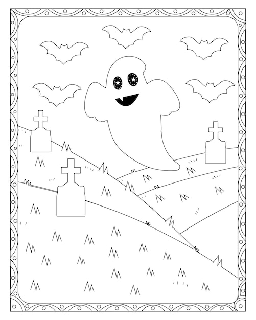 Halloween Ghost Kleurplaat Voor Kinderen Premium Vector