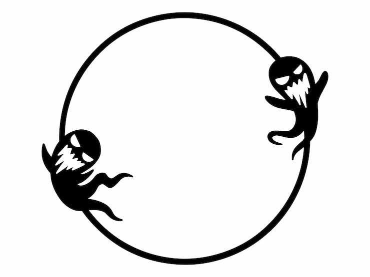 वेक्टर halloween ghost line art black and white