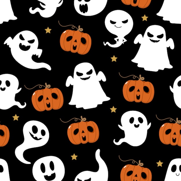 Halloween ghost seamless pattern.