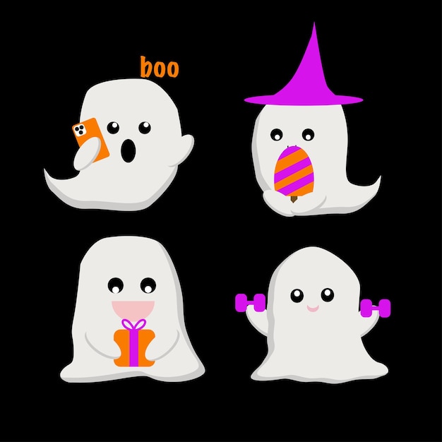 Vettore set fantasma di halloween