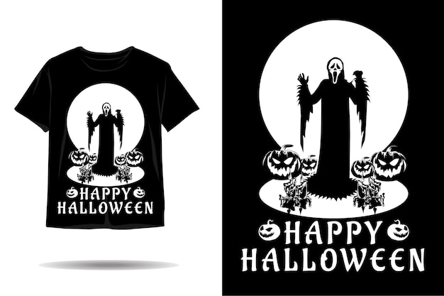 ハロウィンゴーストシルエットtシャツデザイン