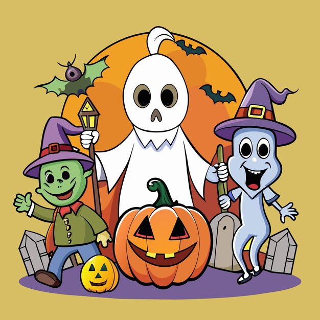 ベクトル ハロウィーン・ゴースト (halloween ghost) はハロウィン・ゴーストのマスコットアニメのキャラクターステッカーアイコンコンセプト