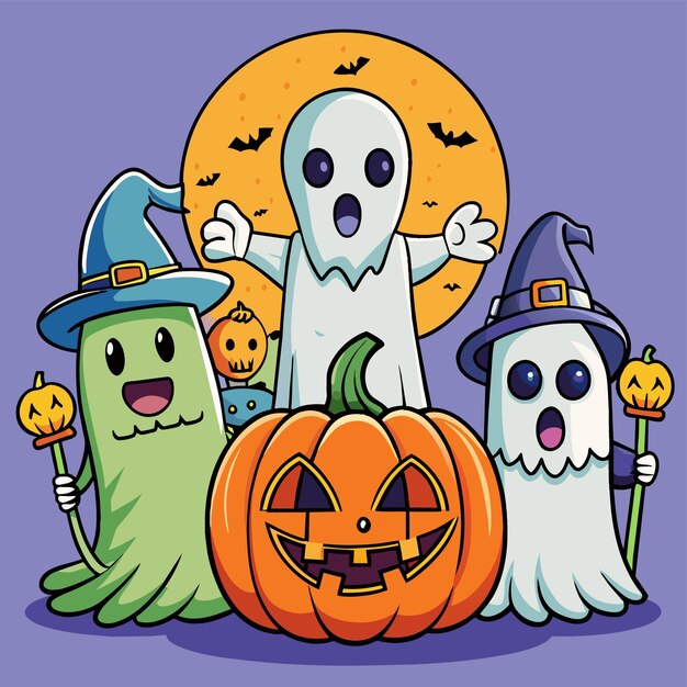 ベクトル ハロウィーン・ゴースト (halloween ghost) はハロウィン・ゴーストのマスコットアニメのキャラクターステッカーアイコンコンセプト