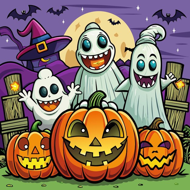 ベクトル ハロウィーン・ゴースト (halloween ghost) はハロウィン・ゴーストのマスコットアニメのキャラクターステッカーアイコンコンセプト