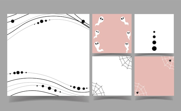 Halloween ghost on white and pink background. memo template.