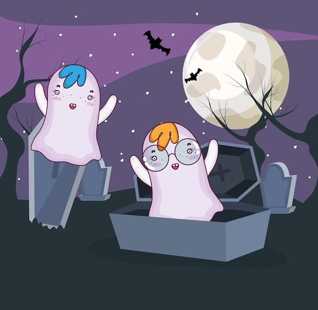 Vector halloween ghosts cartoons