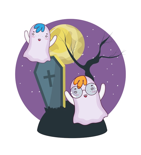 Vector halloween ghosts cartoons