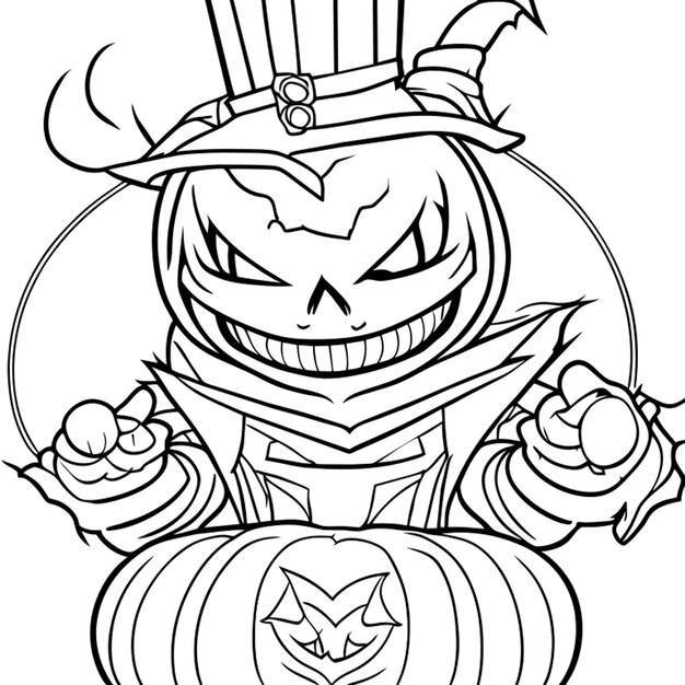 Vector halloween ghoul coloring vector illustration line art