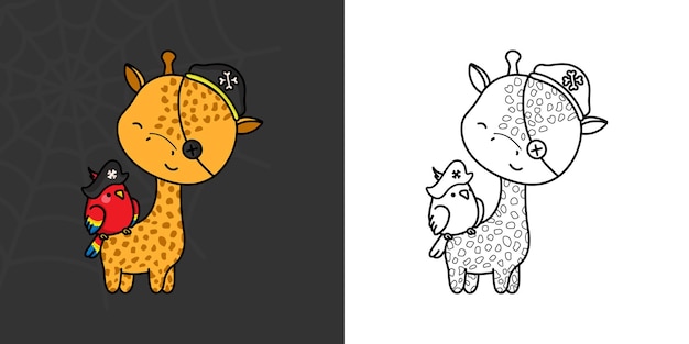 Halloween Giraffe Clipart for Coloring Page and Illustration. Adorable Clip Art Halloween Character.