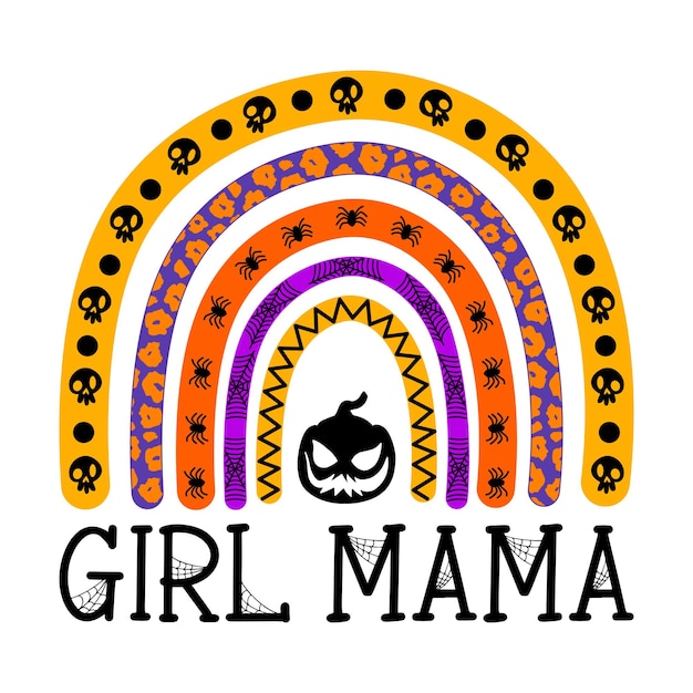 Halloween Girl Mama  Boho Rainbow Cute Halloween Rainbow