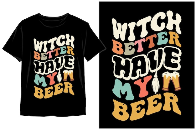 Halloween golvend t-shirtontwerp. Halloween typografie t-shirtontwerp. Halloween-vector. golvend ontwerp