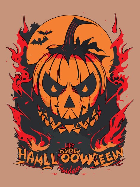 Vector halloween grafische t-shirt ontwerp kunstwerk illustratie