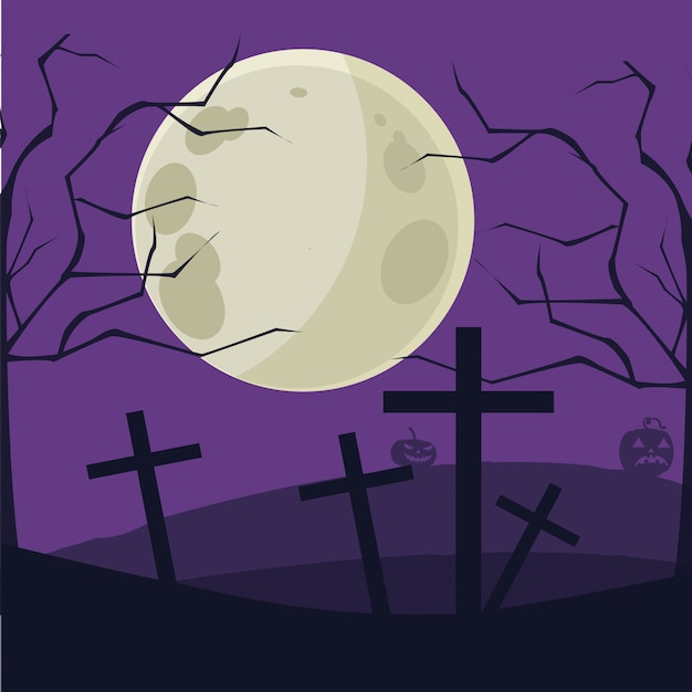 Vector halloween grave cartoon