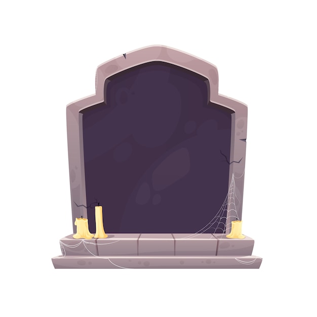 Вектор Надгробная рамка на хэллоуин со свечами в паутине