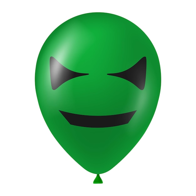 Halloween green balloon illustration with scary and funny face