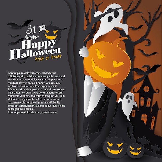 Вектор Шаблон поздравительной открытки на хэллоуин
