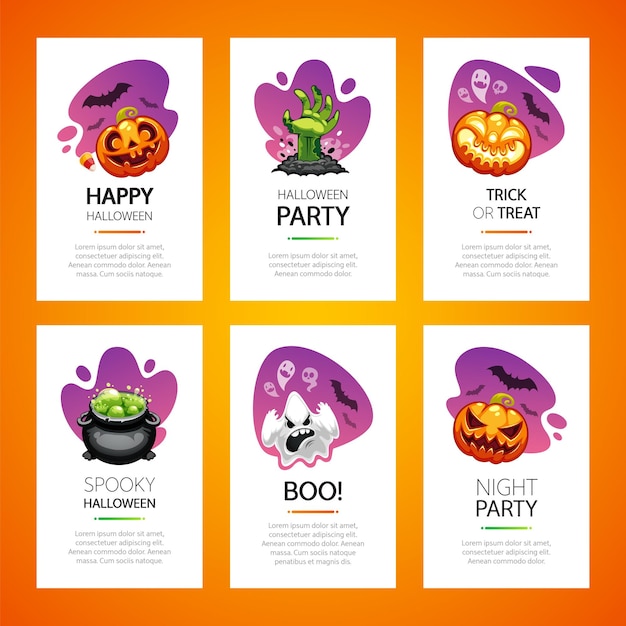 Vector halloween greeting cards light set