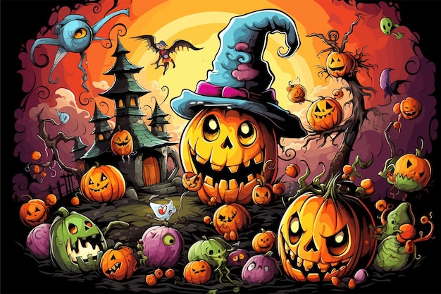 Halloween greeting cartoon vector illurtration