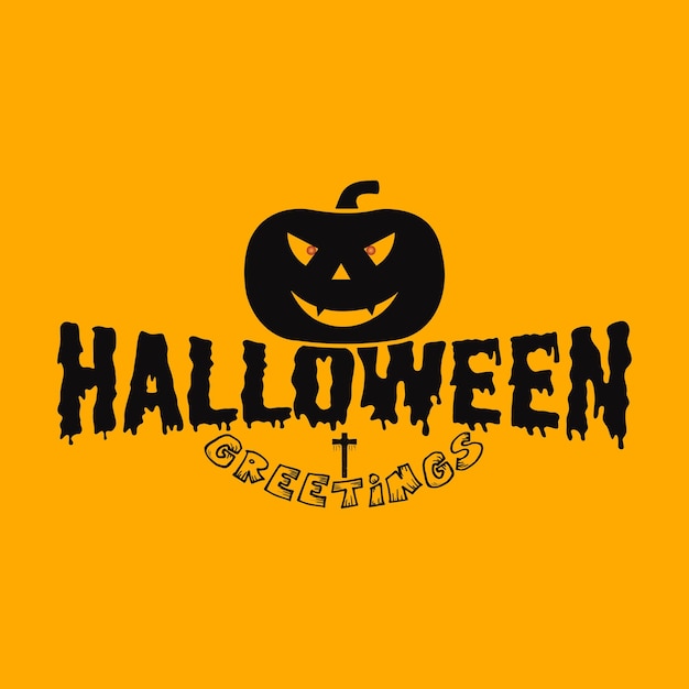 Halloween greetings scary pumpkin halloween vector background