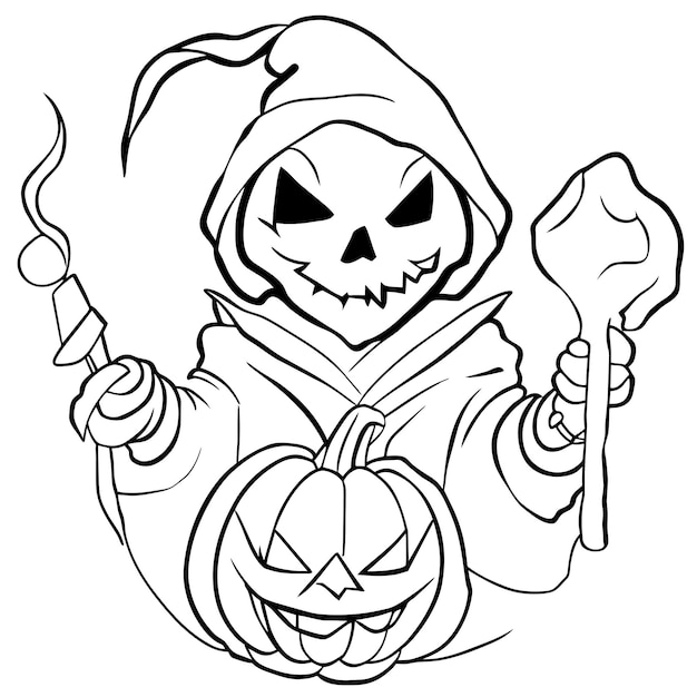 Vector halloween griezeligste dag van het jaar hand getekende cartoon sticker pictogram concept geïsoleerde illustratie