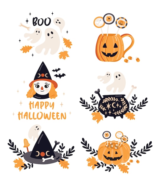 Halloween groet illustraties.