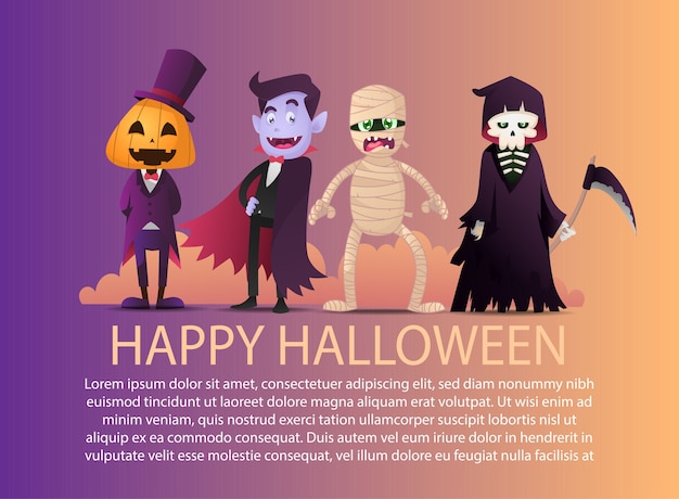 Vector halloween-groetbanner achtergrondmalplaatje