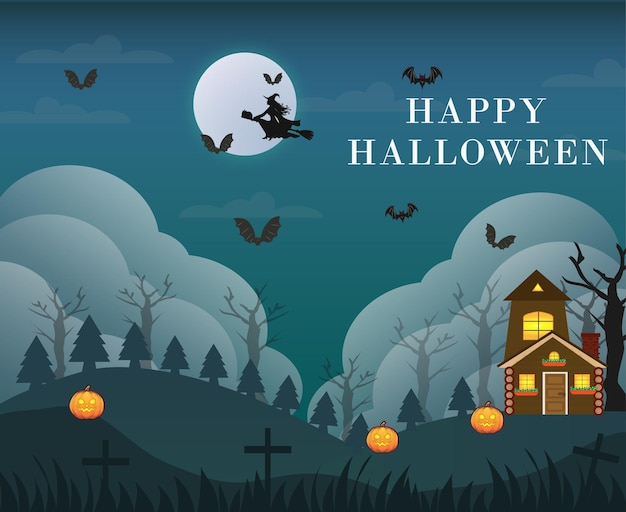 halloween hand drawing illustration background with gradient light