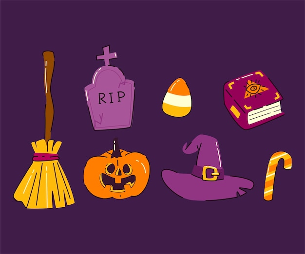 Collezione di elementi disegnati a mano di halloween