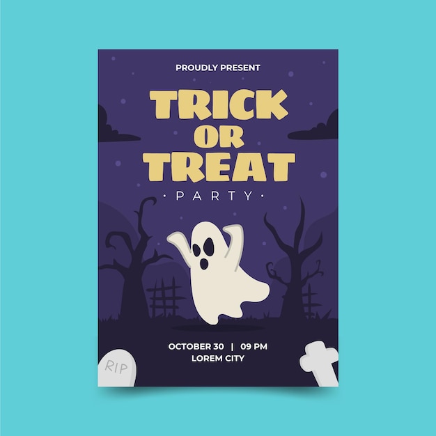 Halloween Hand drawn Flat Halloween Poster Trick or Treat