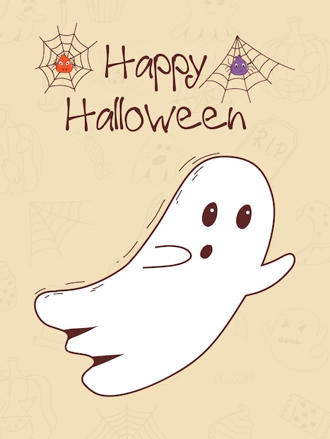 Halloween hand drawn invitation or greeting card Trick or treat concept Vector illustration