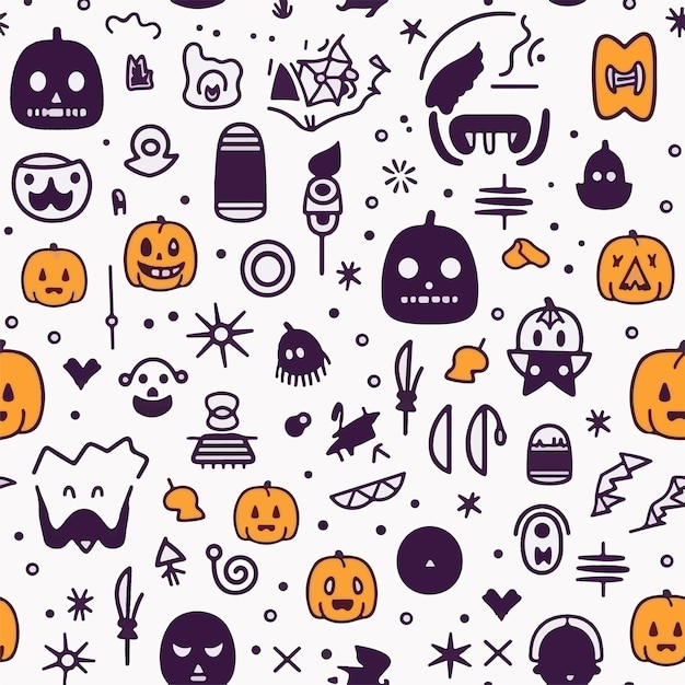 Vector halloween hand drawn seamless pattern