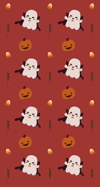 Vector halloween hand drawn vector illustration seamless pattern fall festive season print texture