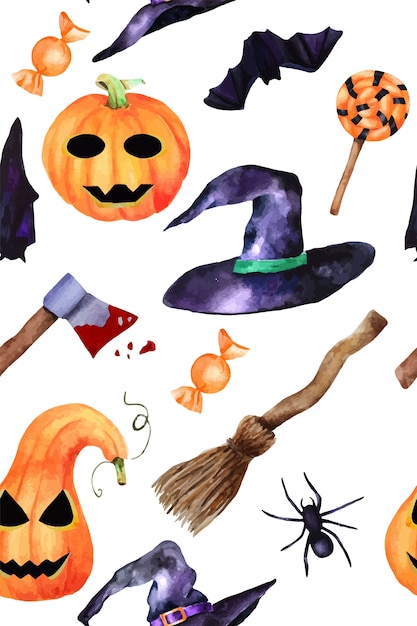 Reticolo dell'acquerello disegnato a mano di halloween