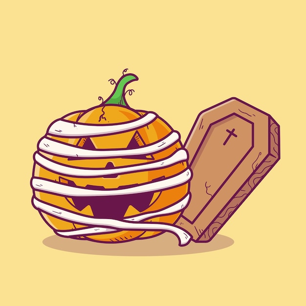 Halloween hand drawn zombie pumpkin illustration