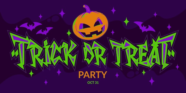 Vector halloween handdrawn lettering trick or treat typography design for holiday party celebration vector art