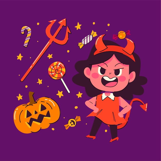 Halloween Handgetekende Leuke Illustratie