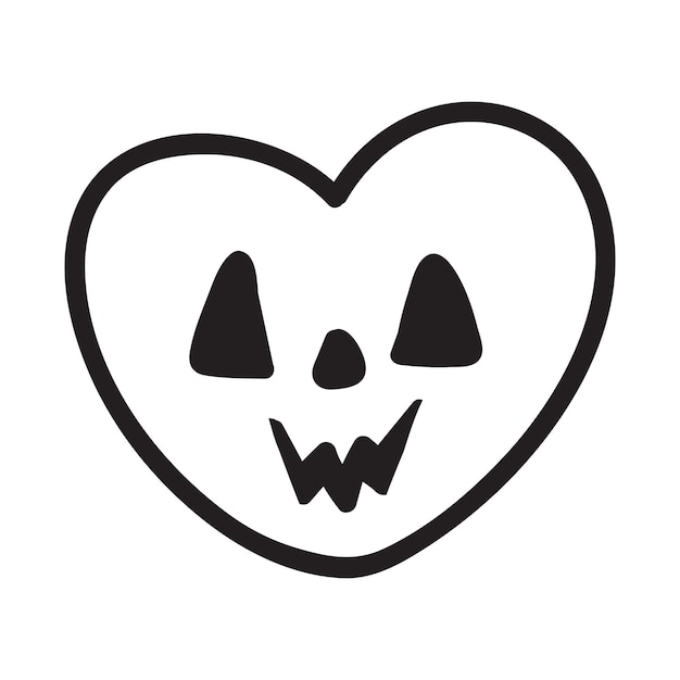 Halloween-hart. Vectorconcept in krabbel en schetsstijl. Handgetekende illustratie voor het bedrukken van T-shirts, ansichtkaarten. Icoon en logo idee.