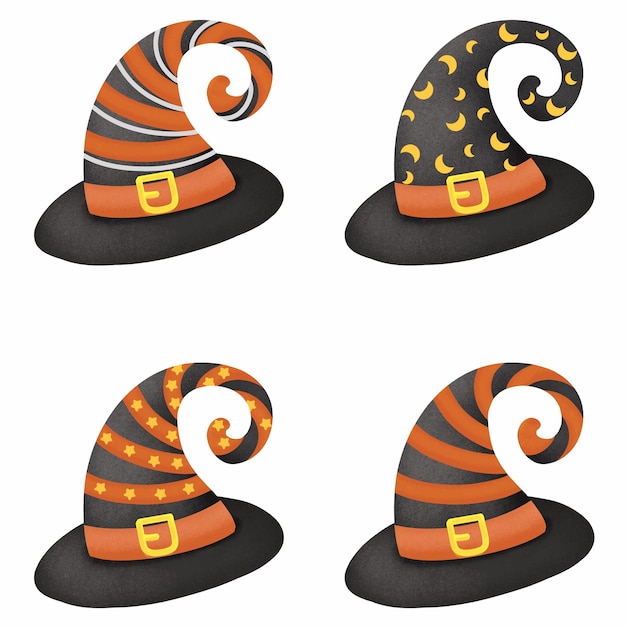 Vettore raccolta del cappello di halloween illustrazione di vettore