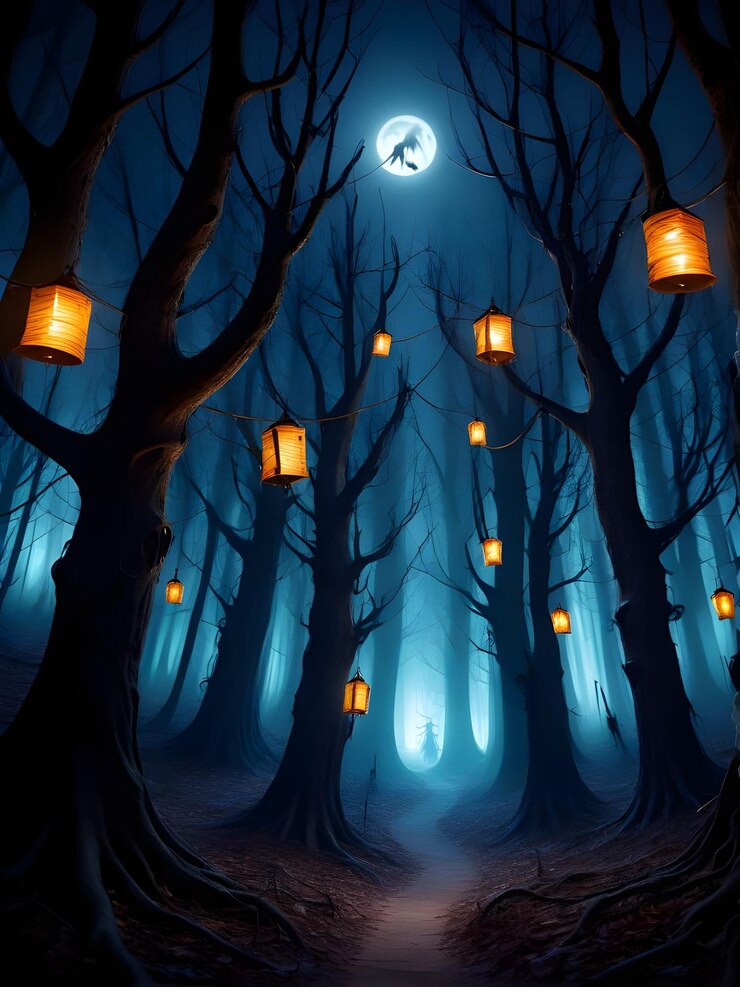 Halloween haunted forest