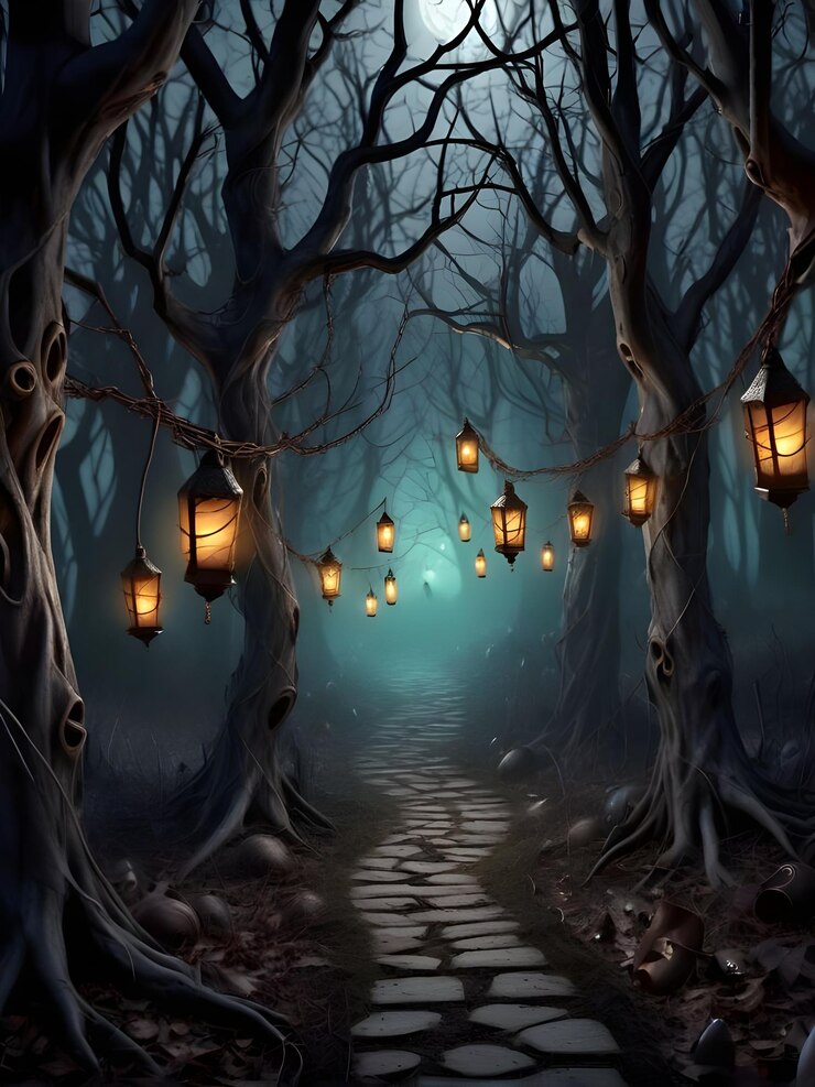 Halloween haunted forest