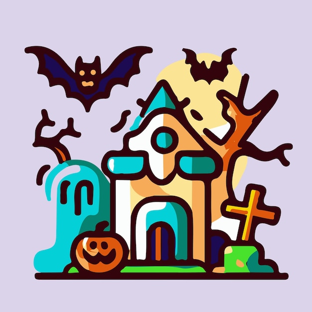 Vector halloween haunted hause scary atmosphere