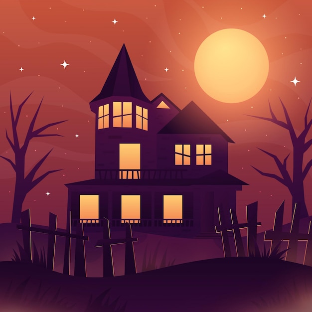 Premium Vector | Halloween haunted house background