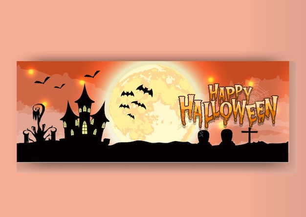 Halloween haunted house pipistrelli copertina facebook e banner web design