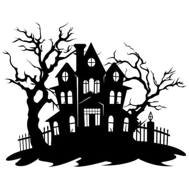 Векторная иллюстрация Хэллоуинского дома с привидениями